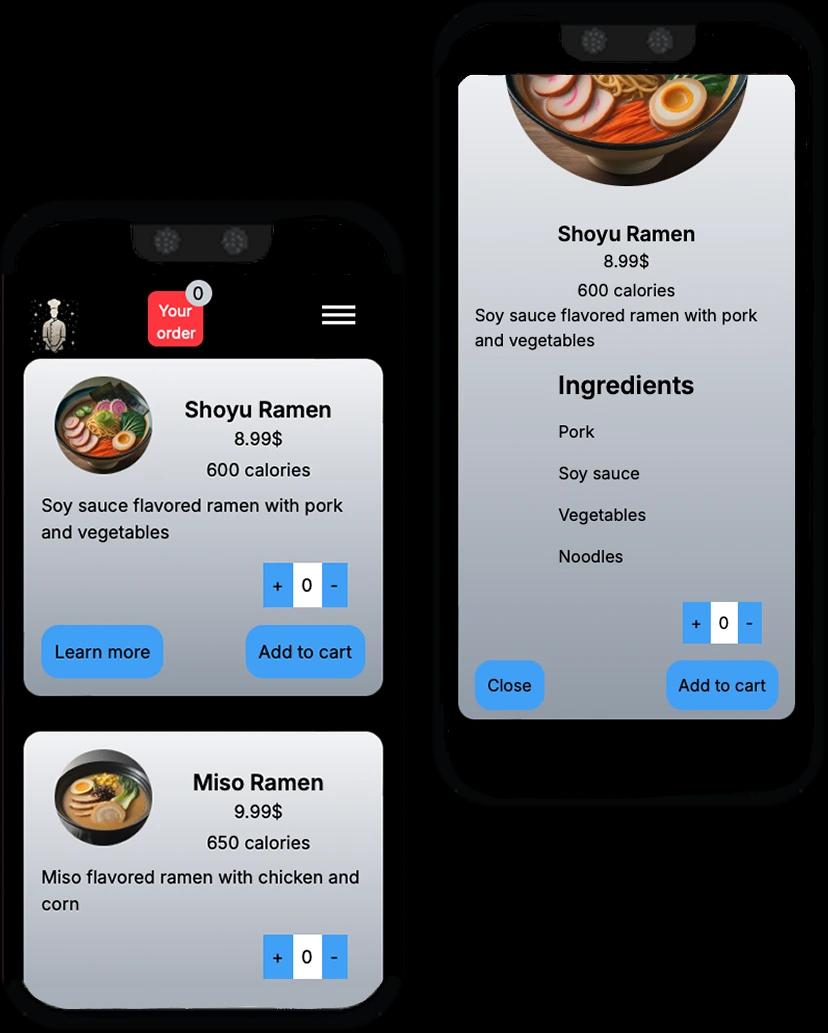 iPhone displaying a custom restaurant website