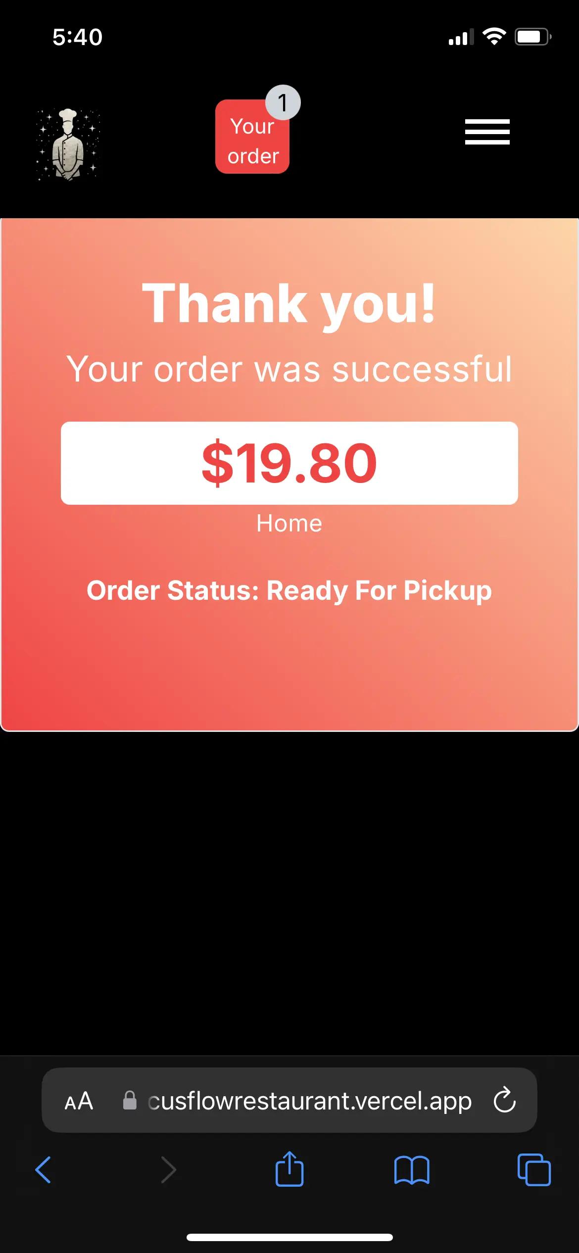 Instant Order Completion